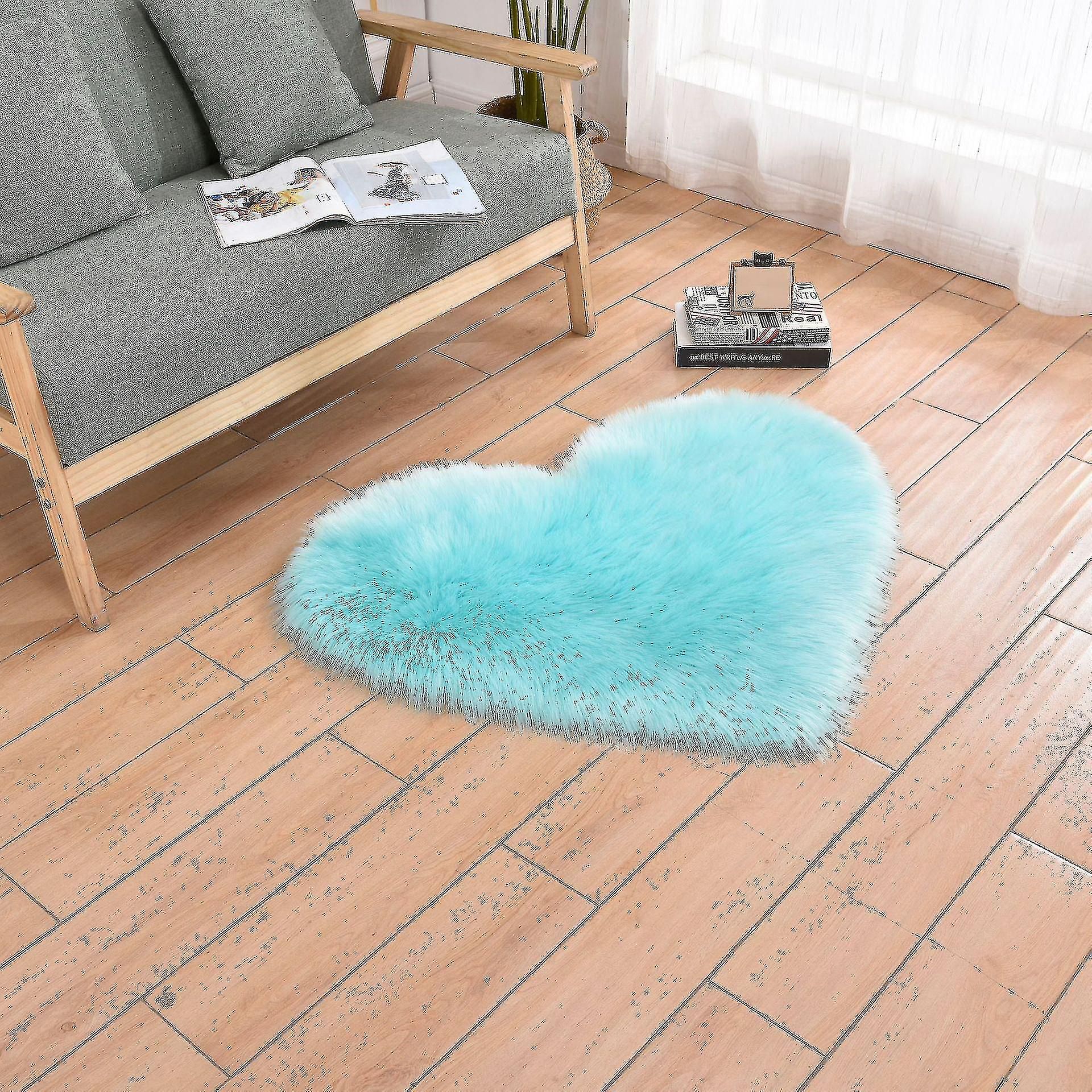 Heart Shaped Rug Soft Faux Sheepskin Fur Area Rugs For Home Sofa Floor Mat  Plush( Size,Color : 40X50Cm Light Blue | Fruugo It With Regard To Light Rugs (Photo 5 of 15)
