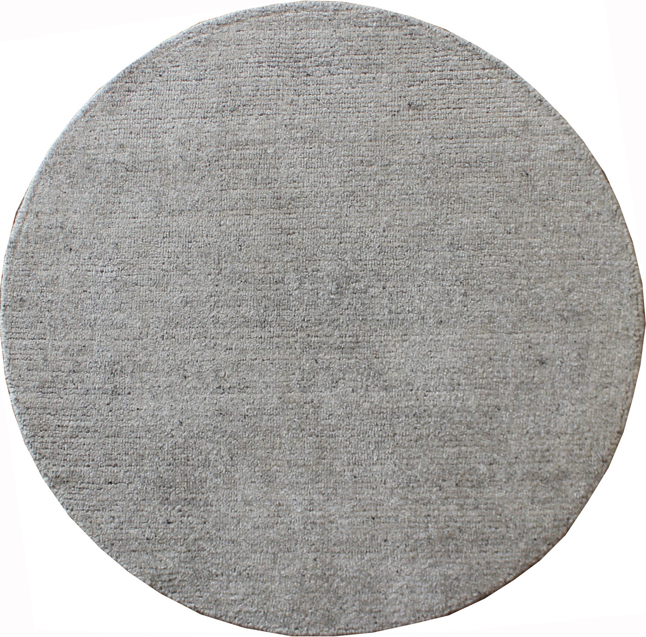 Indian Modern Grey Round 5 To 6 Ft Bamboo Silk Carpet 137532 | Sku 137532 In Gray Bamboo Round Rugs (Photo 1 of 15)