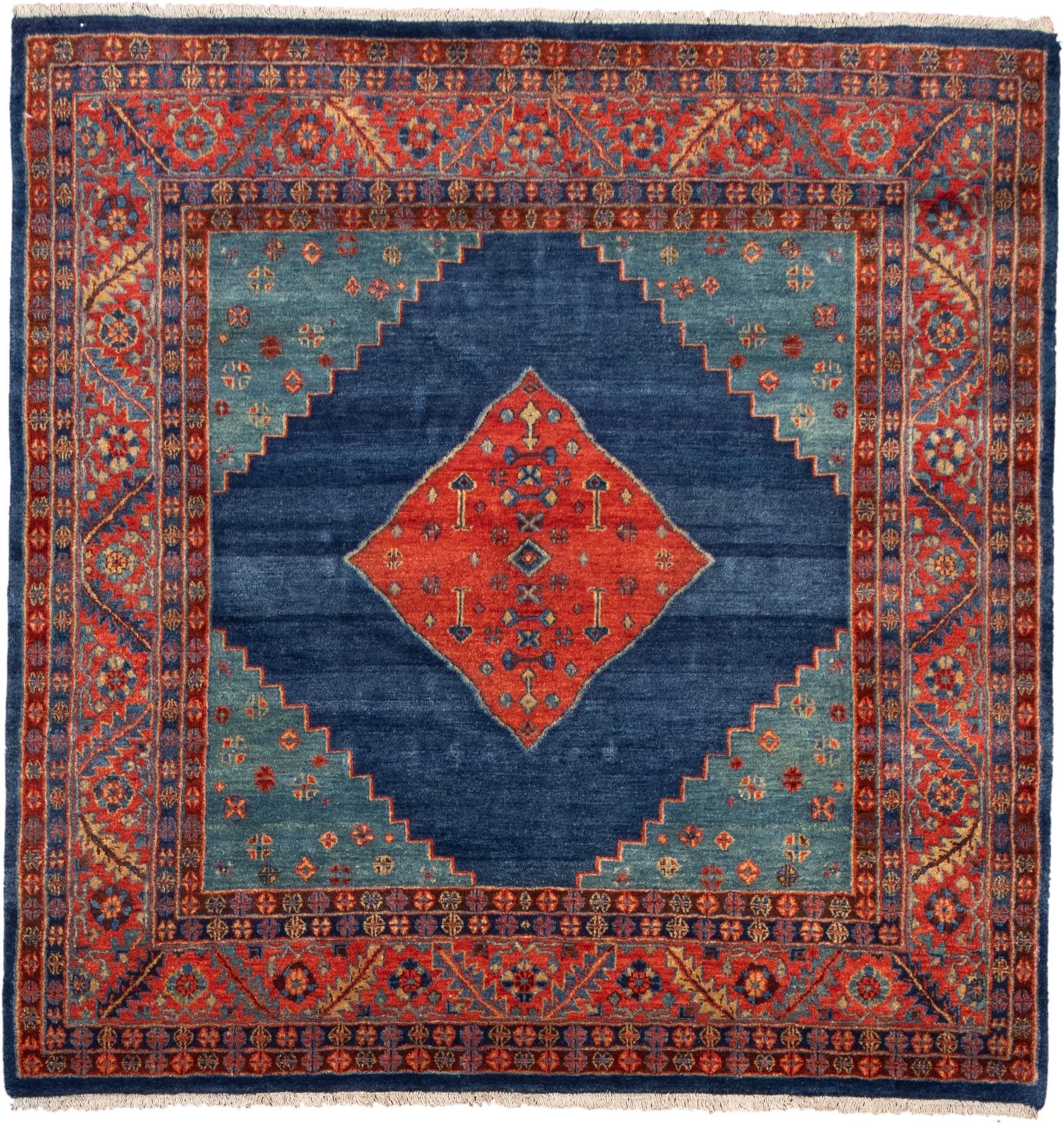 Indo Tabriz Blue Wool Square Area Rug – 2021 Rugsimple Template With Blue Square Rugs (View 3 of 15)
