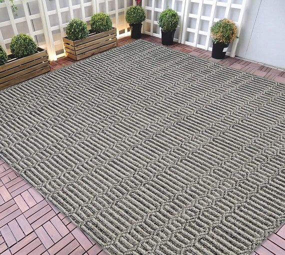 Indoor/Outdoor Rugs 5X7 Stripped Pattern Gray Outdoor Carpet – Etsy Italia In Outdoor Rugs (Photo 14 of 15)