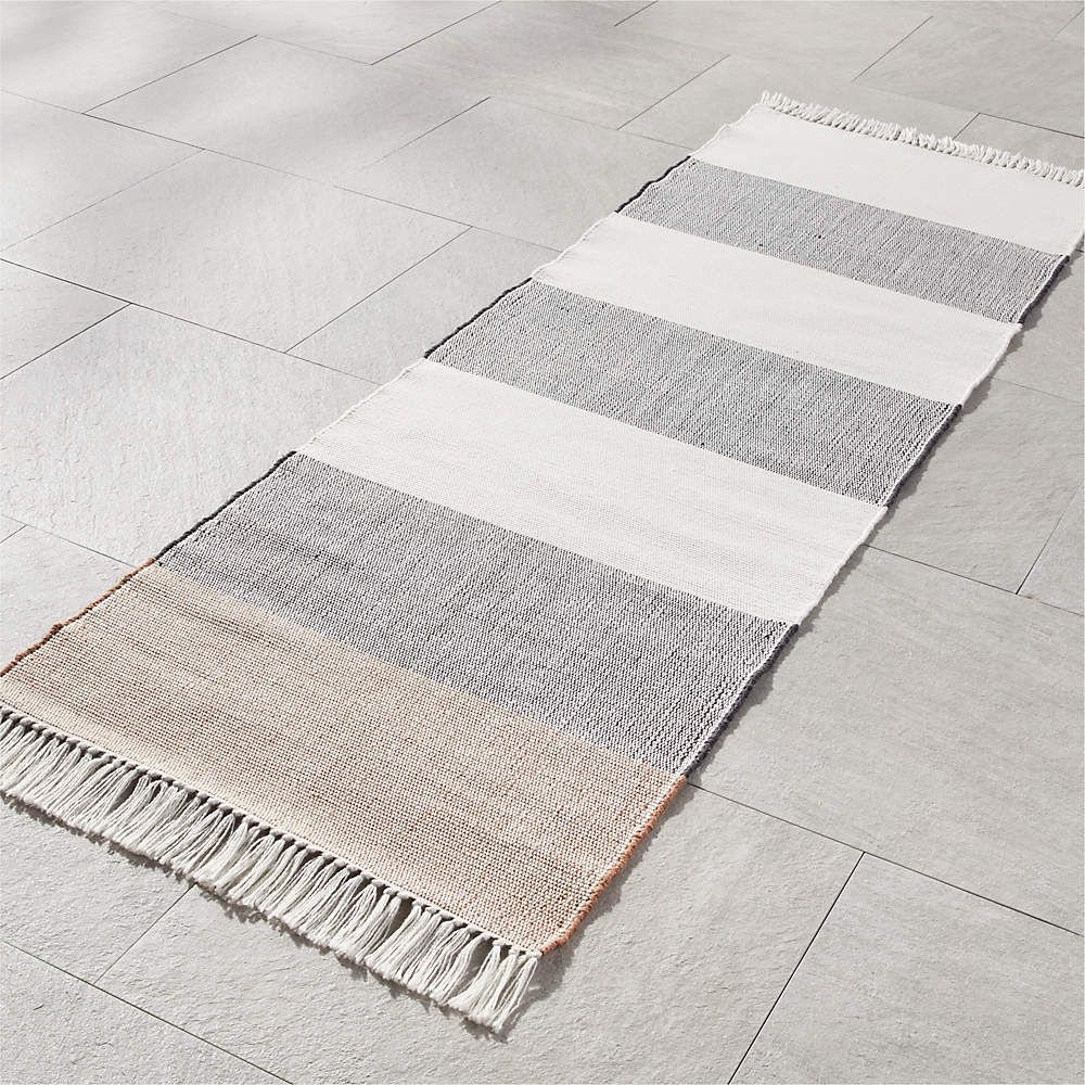 Kelso Charcoal And Camel Stripe Indoor/Outdoor Runner Rug 2.5'X8' | Cb2  Canada With Charcoal Outdoor Rugs (Photo 11 of 15)