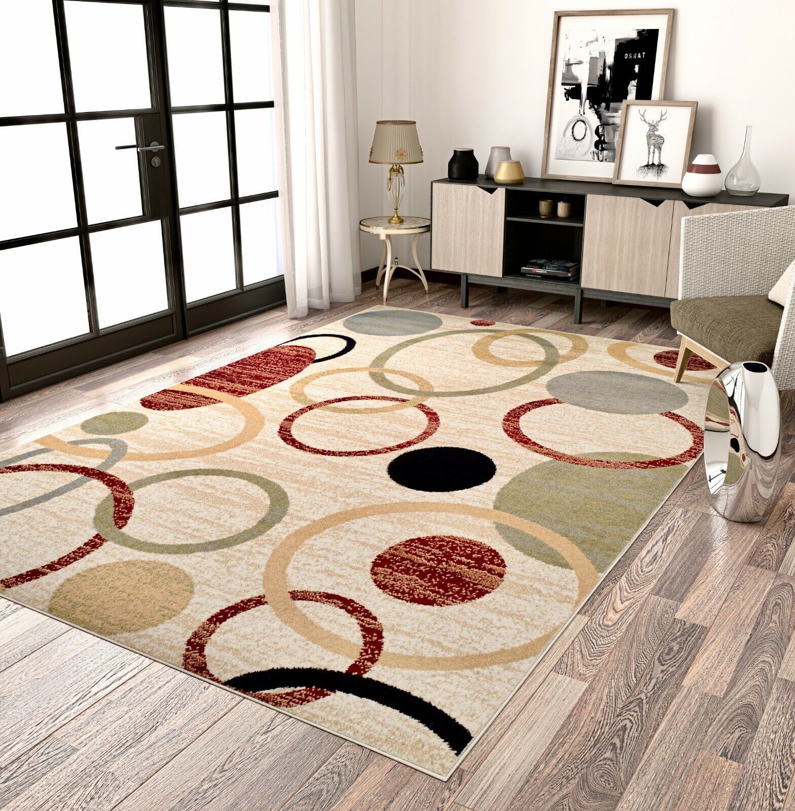 Large Modern Area Rugs 8X10 Carpet Flooring Rug Floor Cream 5X8 Rugs 5X7 |  Ebay For Modern Indoor Rugs (View 15 of 15)
