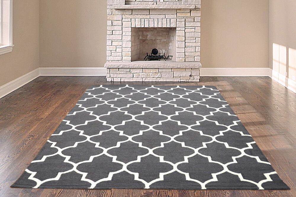 Lattice Design Rug – Grey – Indian Rug With Lattice Designg Dfs711 Within Lattice Oval Rugs (View 10 of 15)