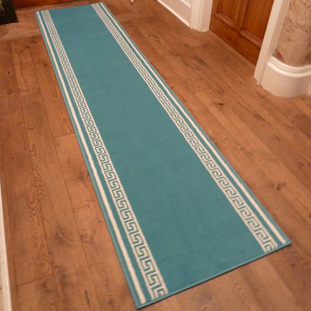 Light Blue Hall Runner Rug – Key – Carpet Runners Uk Inside Light Blue Runner Rugs (Photo 5 of 15)