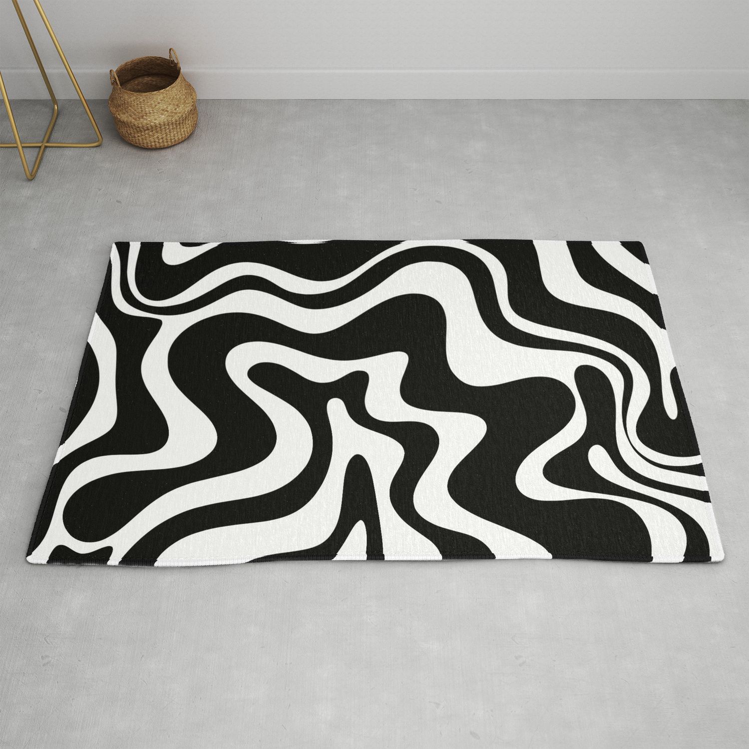 Liquid Swirl Abstract Pattern In Black And White Rugkierkegaard Design  Studio | Society6 Within Black And White Rugs (View 12 of 15)