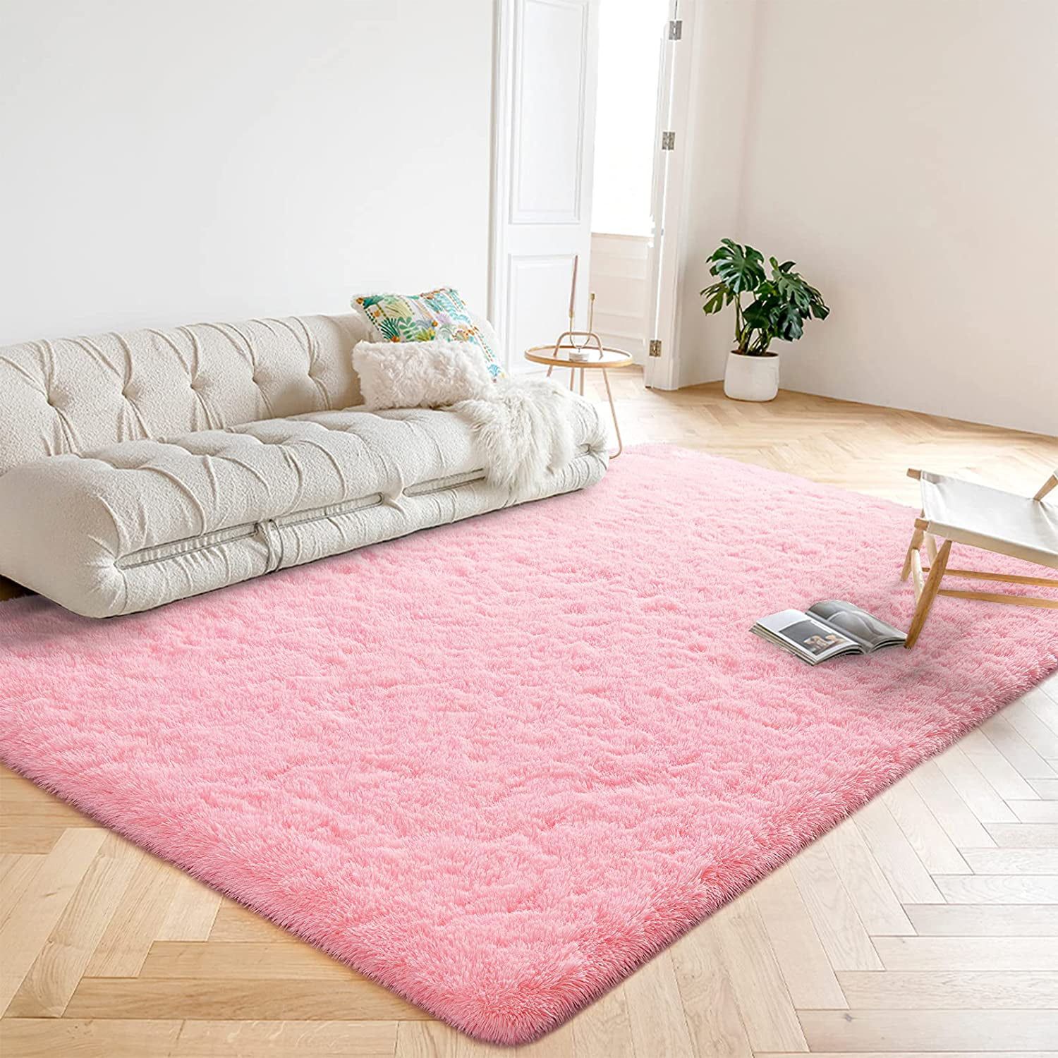 Lochas Luxury Fluffy Rugs Ultra Soft Shag Rug For Bedroom Living Room Kids  Room, Children,6'X9',Pink – Walmart Within Pink Soft Touch Shag Rugs (View 4 of 15)
