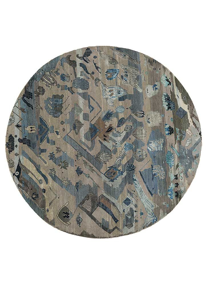 Manchaha Grey And Black Hand Knotted Wool And Bamboo Silk Rugs Les 345 Jaipur  Rugs Italy For Gray Bamboo Round Rugs (View 7 of 15)
