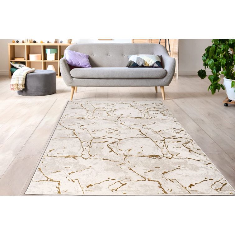 Mercer41 Abstract Modern Contemporary Area Rug For Livingroom – Gold And  Beige & Reviews | Wayfair With Modern Indoor Rugs (Photo 7 of 15)