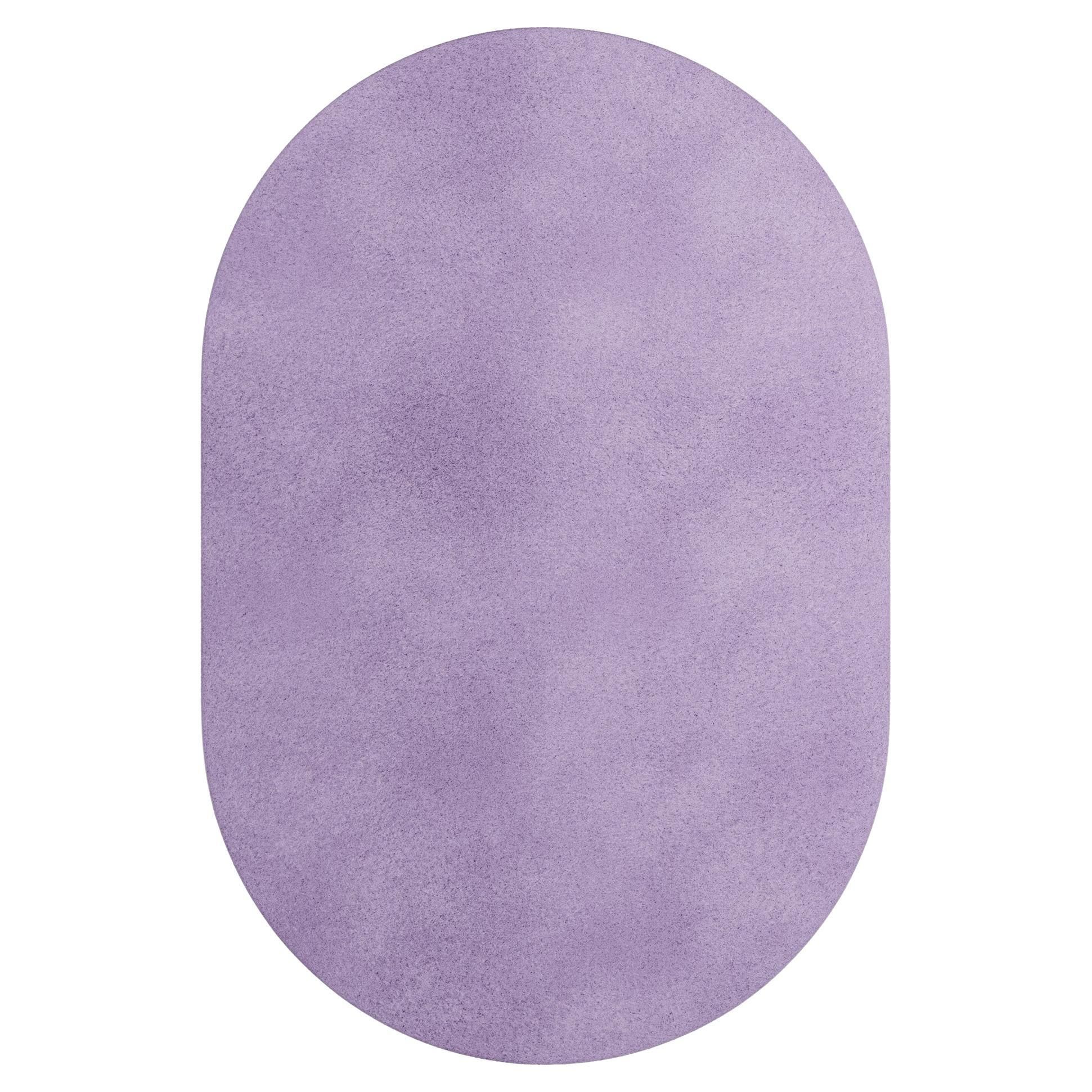 Modern Minimal Oval Shape Hand Tufted Botanical Silk Rug Lavenda Purple For  Sale At 1Stdibs Intended For Botanical Oval Rugs (View 4 of 15)