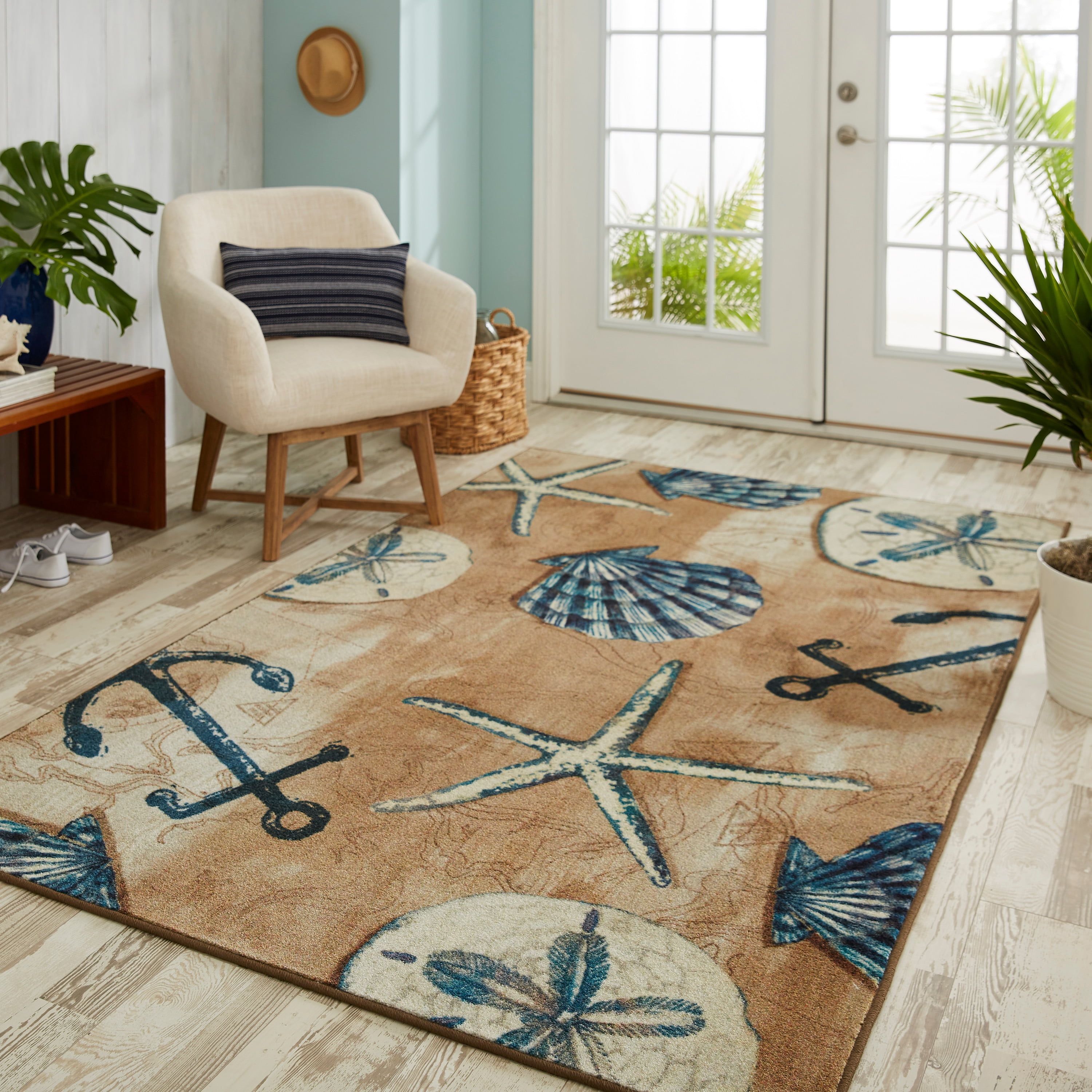 Mohawk Home Prismatic Tide Pool Shells Sand Transitional Theme Coastal  Precision Printed Area Rug, 10'X14', Tan & Green – Walmart For Coastal Indoor Rugs (View 7 of 15)