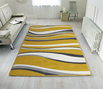 Mustard Yellow Living Room Rug Small Large Grey Ivory Ochre Rug Scandi Area  Rugs | Ebay With Regard To Yellow Ivory Rugs (View 8 of 15)