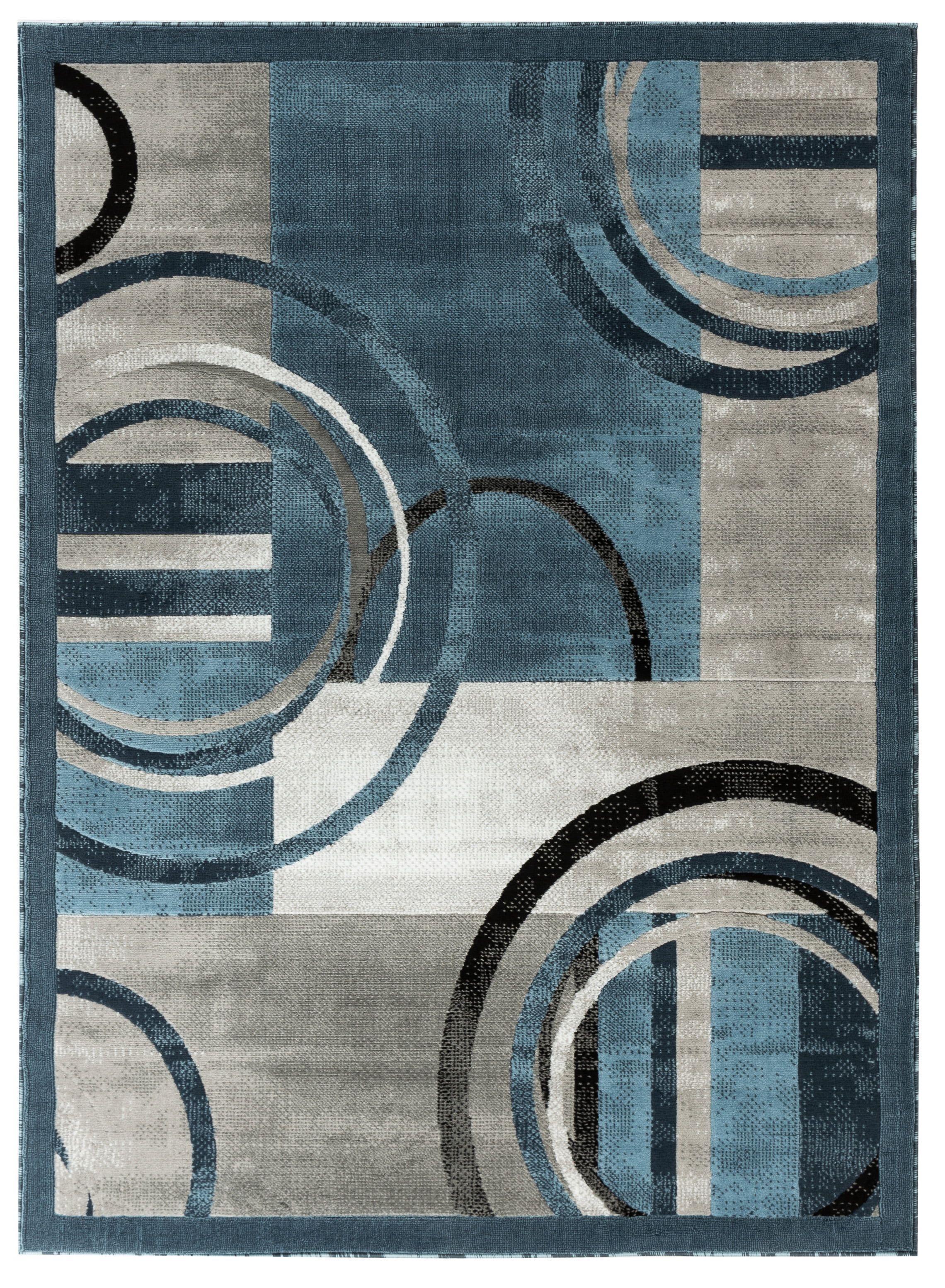 Newport Collection – Blue, Gray Abstract Modern Area Rug – Walmart With Modern Indoor Rugs (View 9 of 15)
