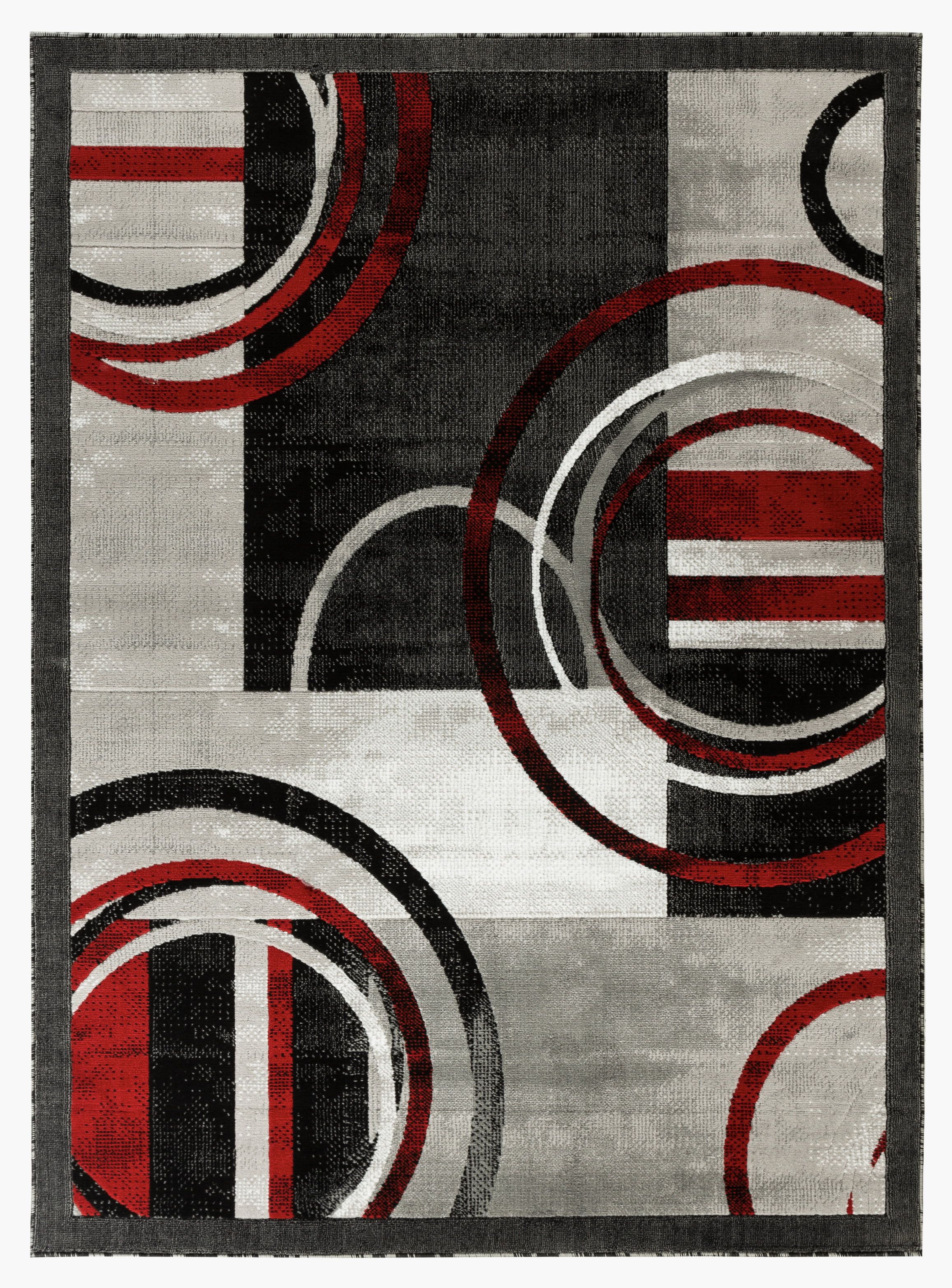 Newport Collection – Gray, Dark Gray, Burgundy Geometric Modern Area Rug –  Walmart Intended For Burgundy Rugs (View 13 of 15)