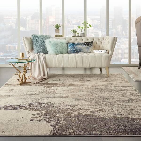 Nourison Celestial Ivory/Grey 10 Ft. X 14 Ft. Abstract Modern Area Rug  742353 – The Home Depot Inside Modern Indoor Rugs (Photo 10 of 15)