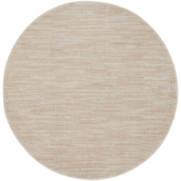 Nourison Essentials Ivory Beige 4 Ft. X 4 Ft. Round Solid Contemporary  Indoor/Outdoor Patio Area Rug 824004 – The Home Depot Inside Beige Round Rugs (Photo 5 of 15)