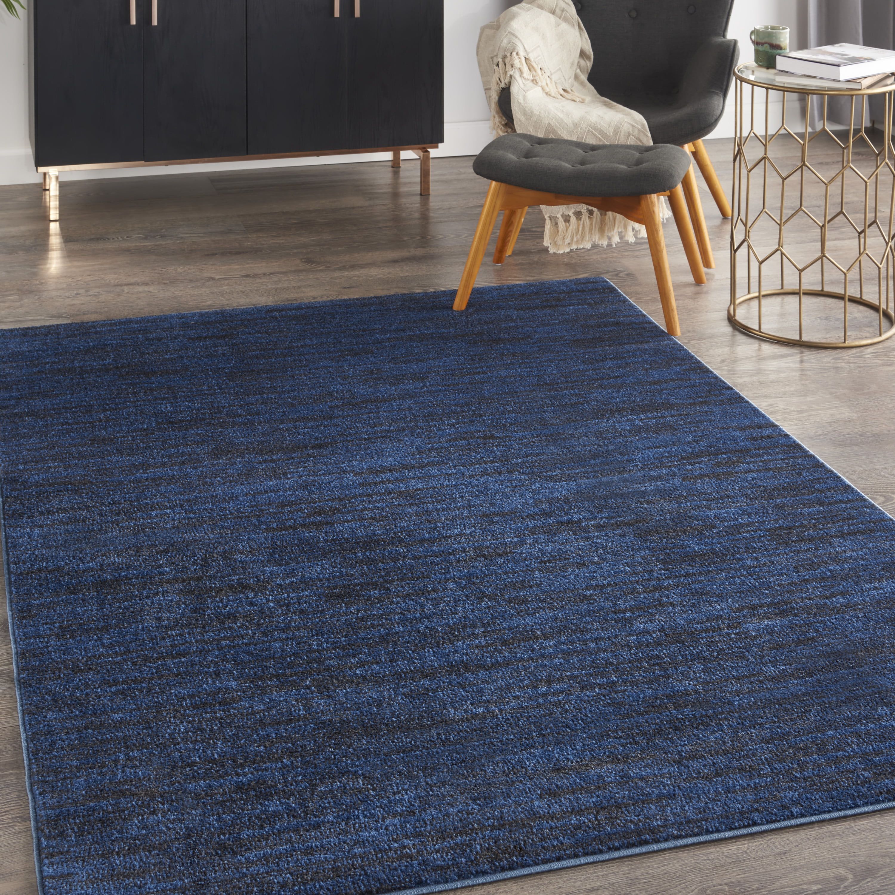 Noursion Essentials Solid Contemporary Midnight Blue 5' X 7' Area Rug, (5'  X 7') – Walmart Pertaining To Navy Blue Rugs (View 8 of 15)