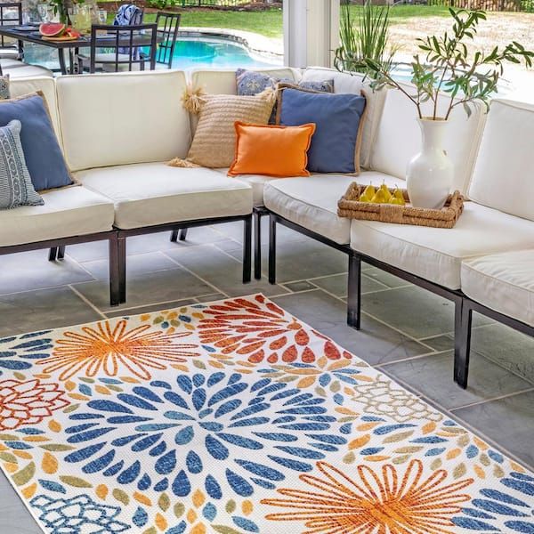 Nuloom Irina Modern Bohemian Floret Multi 2 Ft. X 3 Ft. Indoor/Outdoor Patio  Area Rug Mlcl03A 203 – The Home Depot Pertaining To Multi Outdoor Rugs (Photo 15 of 15)