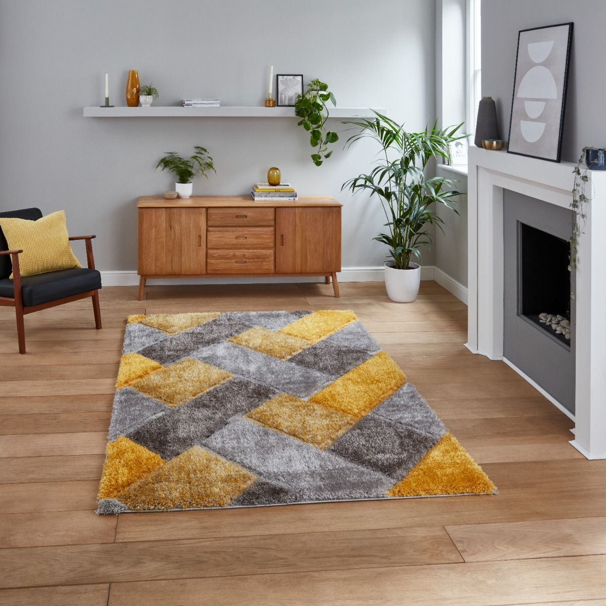 Olympia Grey And Yellow Rug 80X150Cm Throughout Yellow Rugs (Photo 8 of 15)
