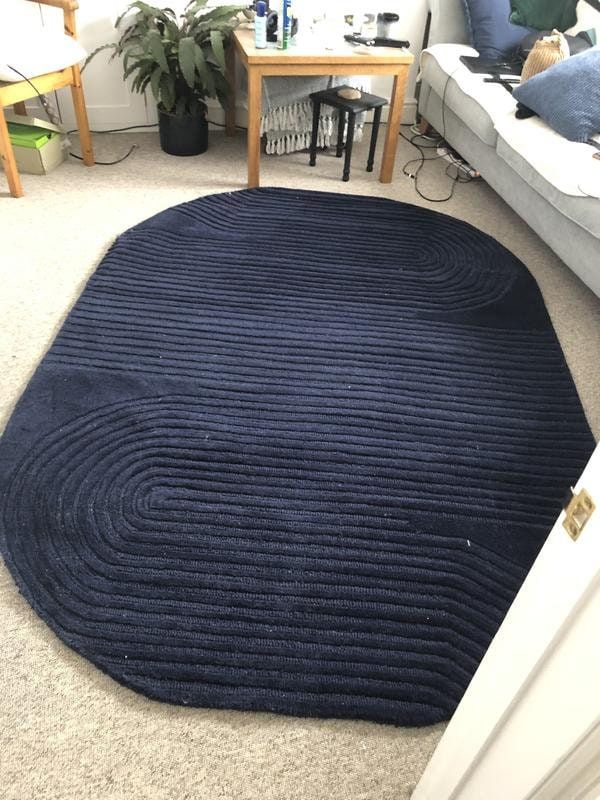 Oval Hand Tufted Dark Navy Blue Rug 4X6 5X7 5X8 8X10 Wool – Etsy Throughout Blue Oval Rugs (View 7 of 15)