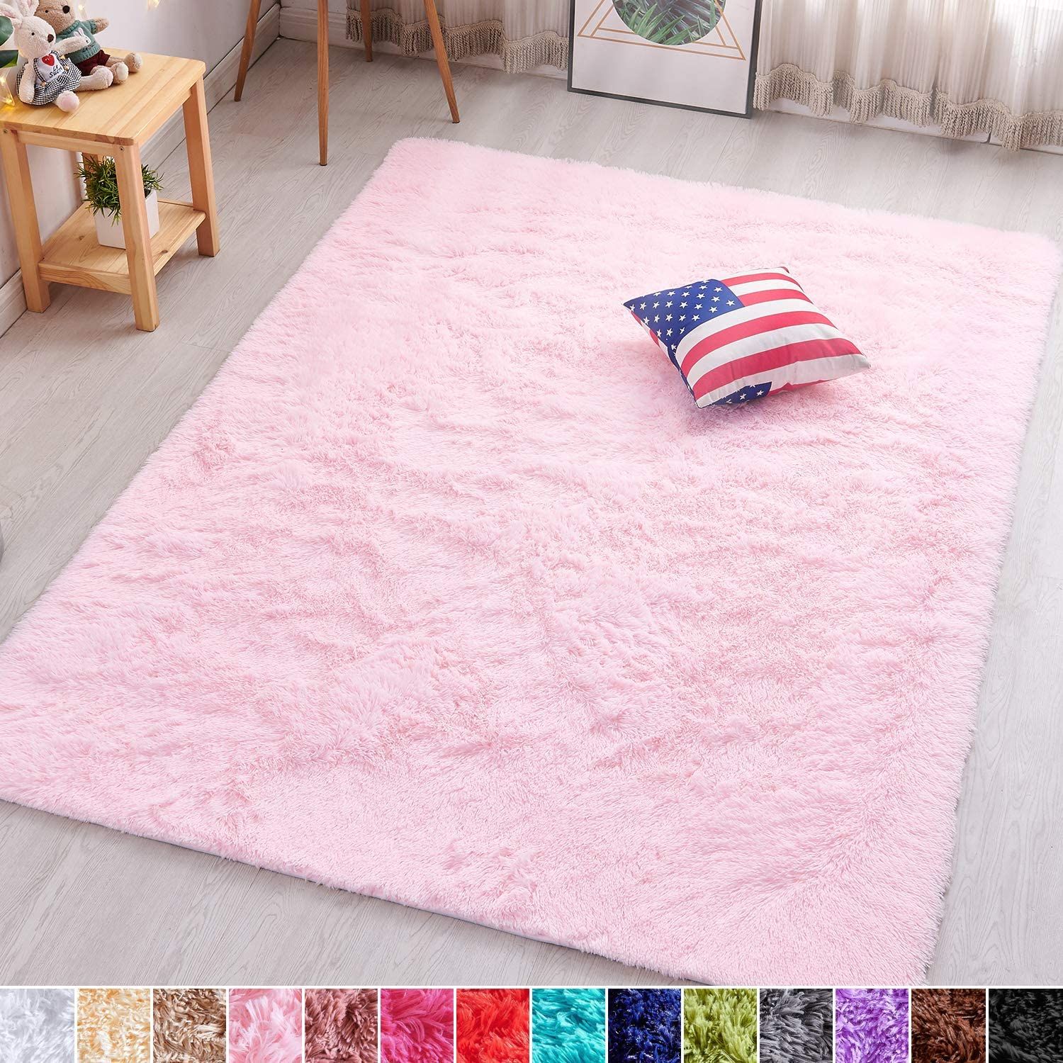 Pagisofe Pink Fluffy Shag Area Rugs For Bedroom 5X7, Soft Fuzzy Shaggy Rugs  For Living Room Carpet Nursery Floor Girls Room Dorm Rug – Walmart Inside Light Pink Rugs (View 14 of 15)
