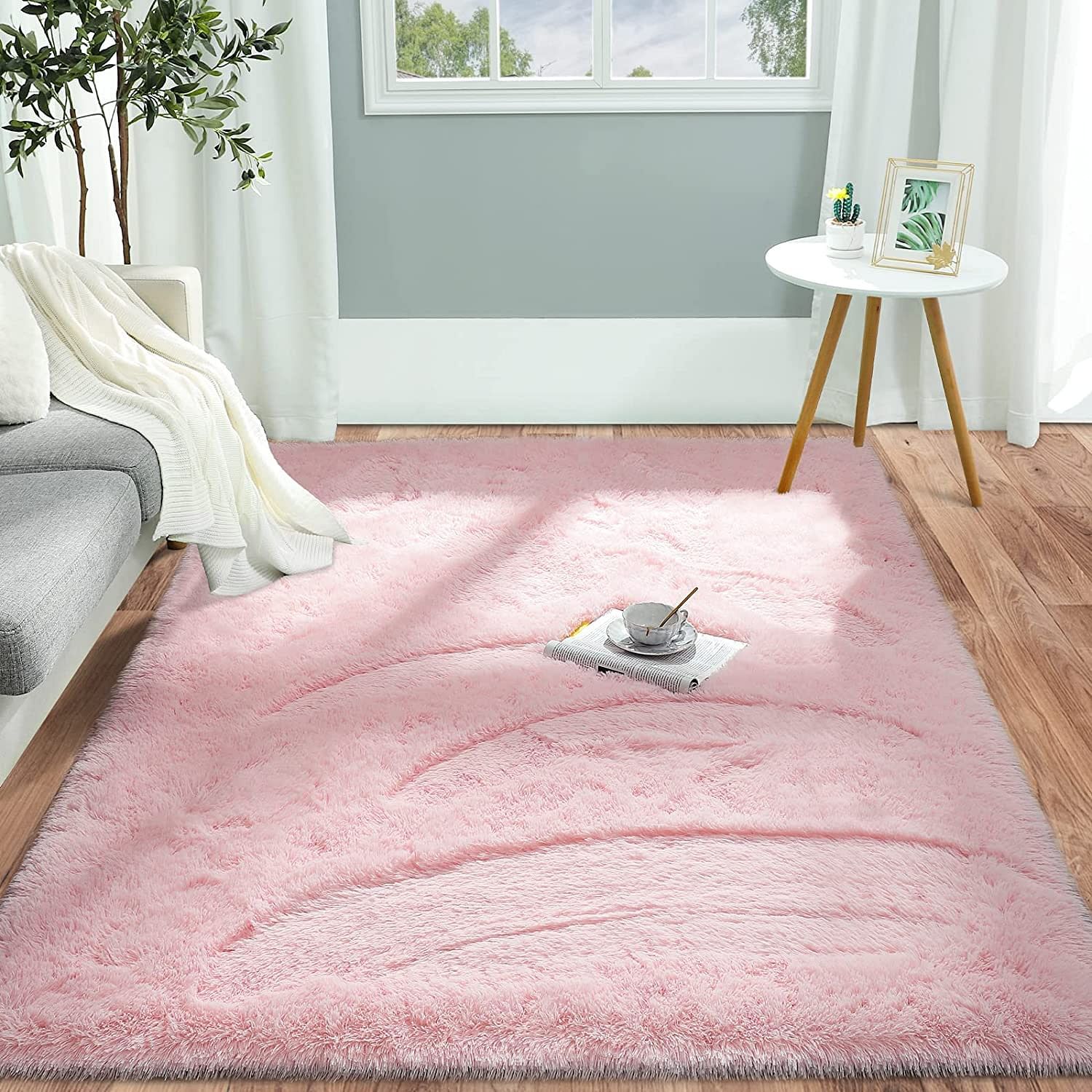 Pettop Fluffy Shaggy Area Rugs For Girls Bedroom,3X5 | Ubuy India With Regard To Light Pink Rugs (View 8 of 15)