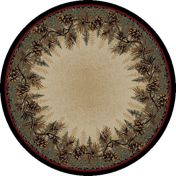 Pine Cone Border Round Rug With Border Round Rugs (View 10 of 15)