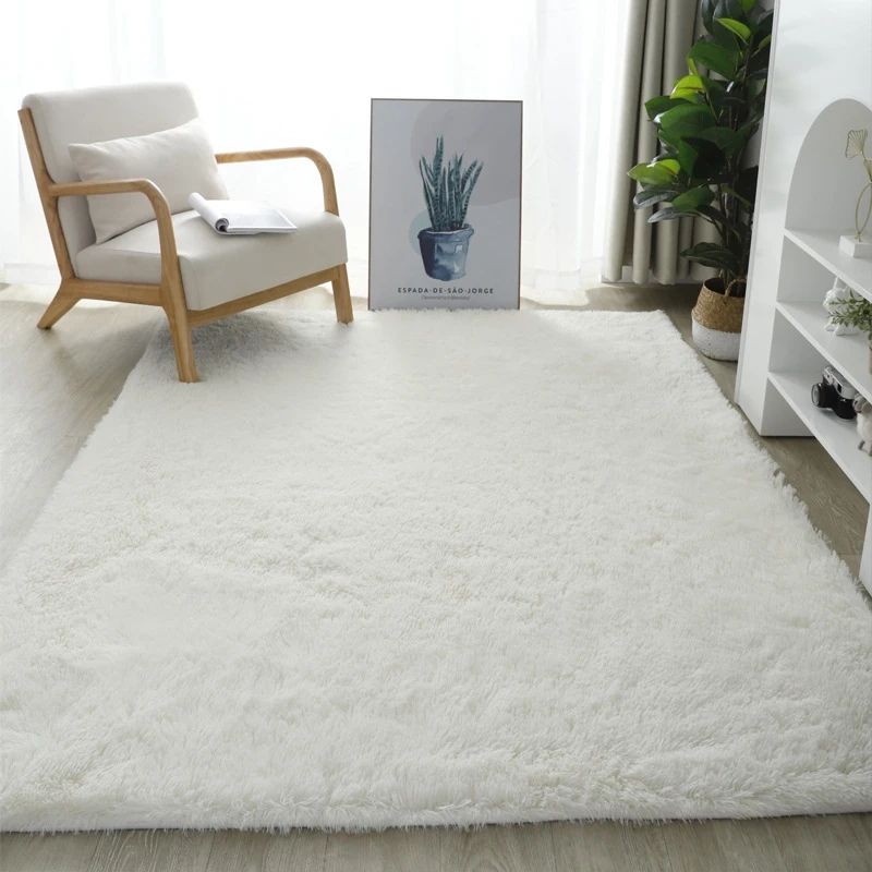 Plush White Carpet Living Room Decoration Fluffy Rug Thick Bedroom Carpets  Anti Slip Floor Soft Lounge Rugs Large Carpets Floor – Carpet – Aliexpress With Regard To White Soft Rugs (Photo 10 of 15)