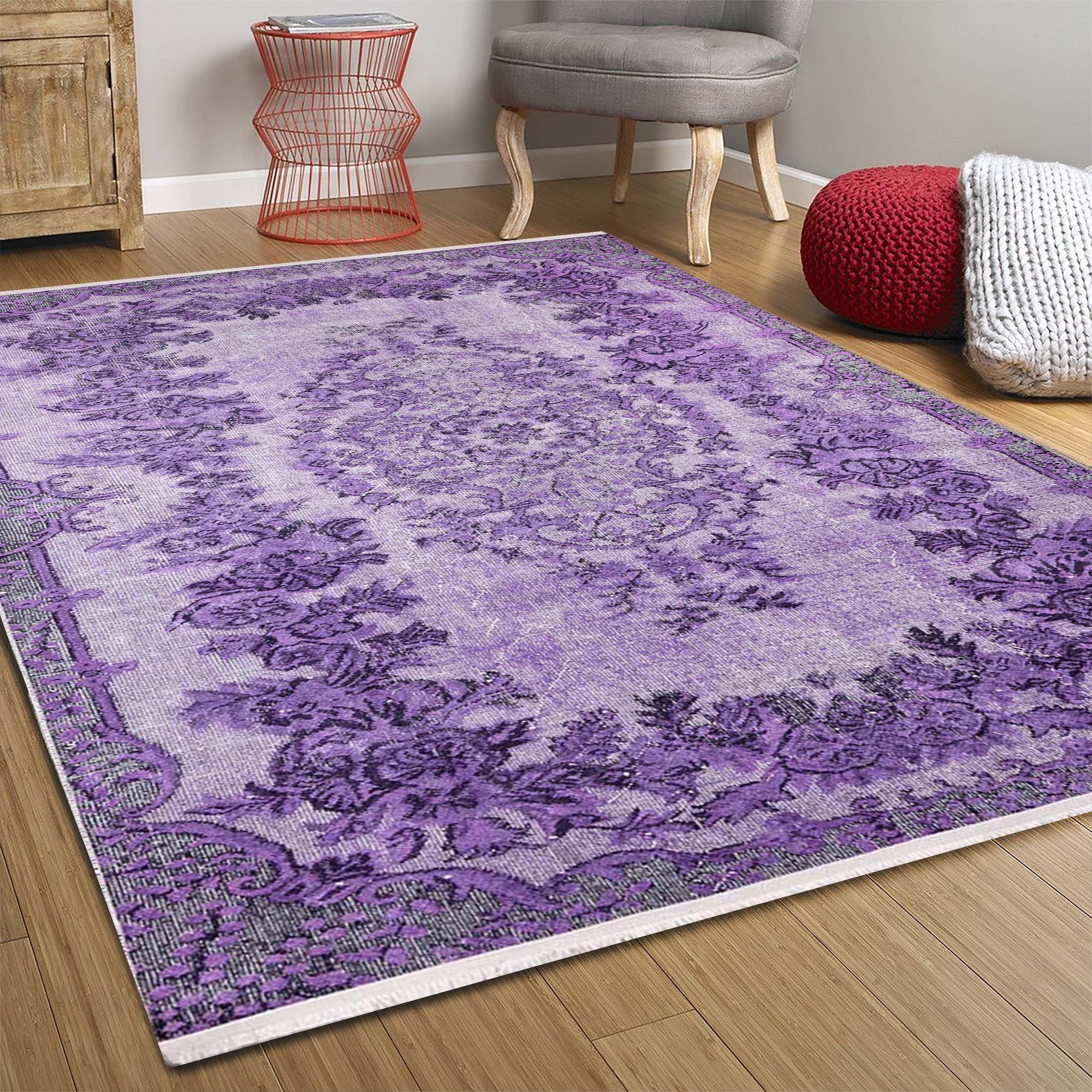 Purple Turkish Rug Distressed Faded Area Rugs 10X13 9X12 8X10 – Etsy For Purple Rugs (Photo 4 of 15)