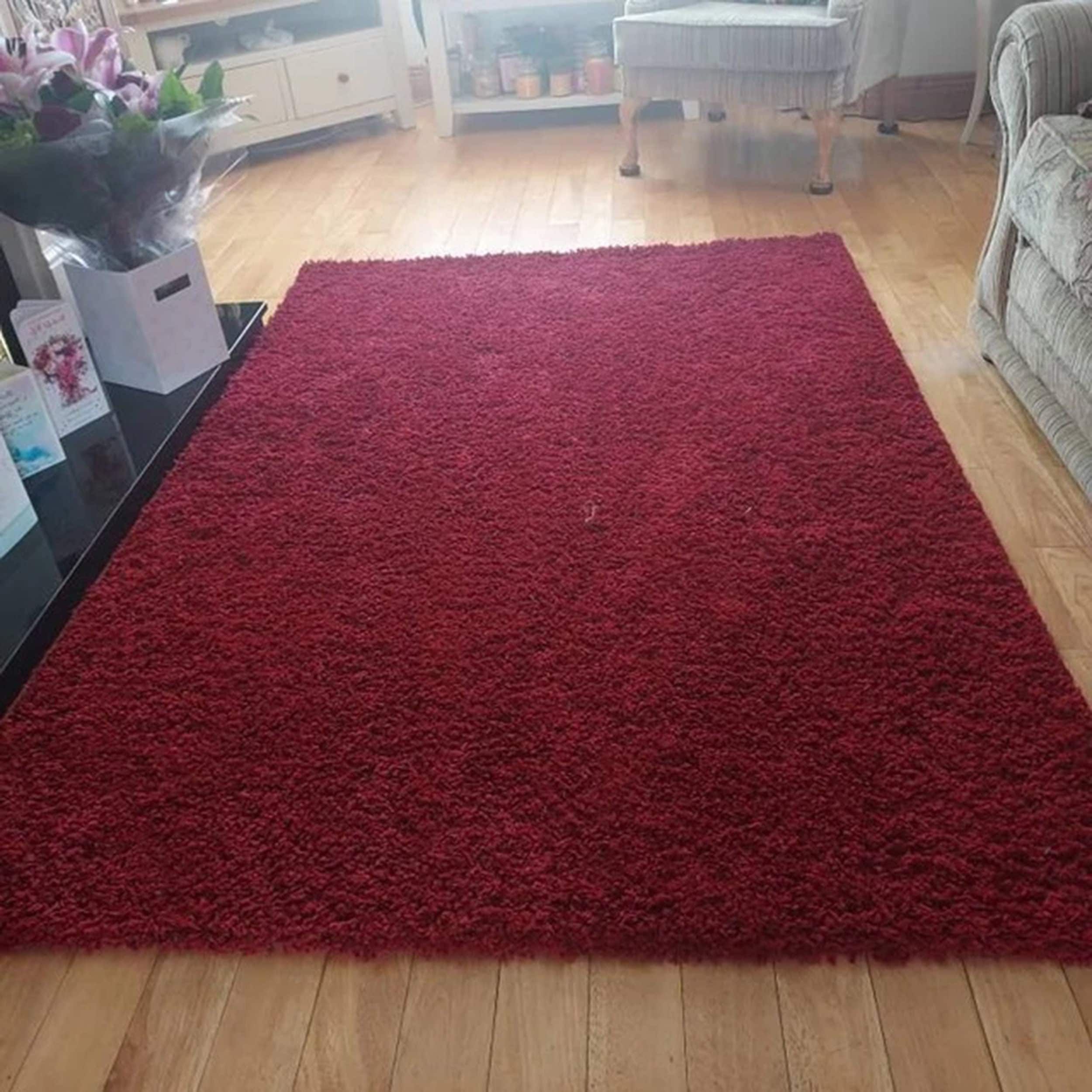 Red Shaggy Rug Super Soft Dark Red Luxury Chic Solid Design – Etsy Finland For Red Solid Shag Rugs (View 8 of 15)