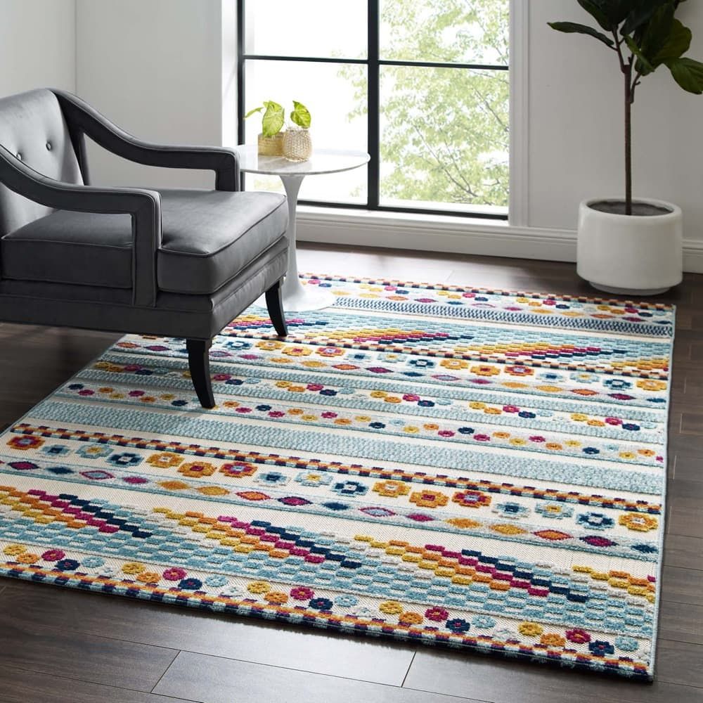 Reflect Cadhla Vintage Abstract Multicolored Geometric Lattice Indoor/Outdoor  5'X8' Area Rugmodway – Seven Colonial In Lattice Indoor Rugs (Photo 8 of 15)