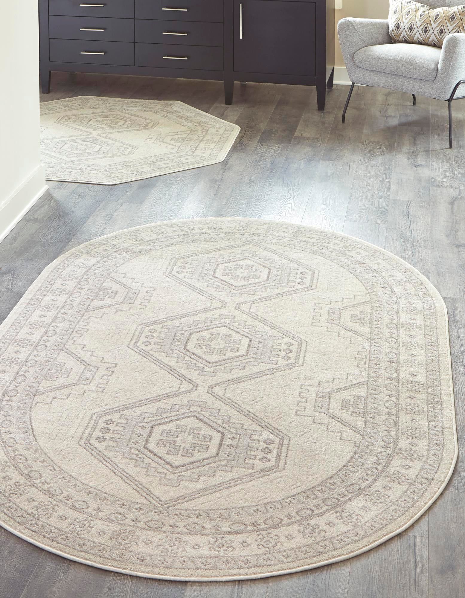Rugs Charlotte Collection Rug – 5' X 8' Oval Ivory Low Pile Rug Perfect  For Living Rooms, Large Dining Rooms, Open Floorplans – Walmart Regarding Timeless Oval Rugs (View 6 of 15)