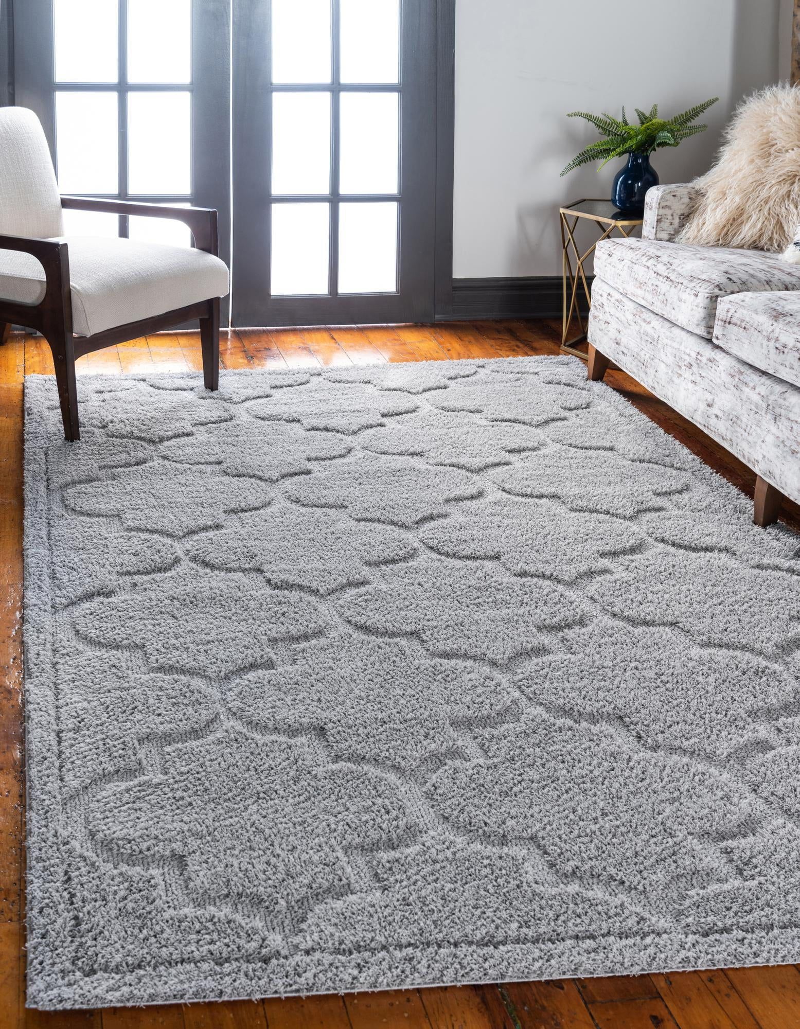 Rugs Lattice Shag Collection Rug – 4' X 6' Gray Shag Rug Perfect For  Living Rooms, Large Dining Rooms, Open Floorplans – Walmart Within Lattice Rugs (View 6 of 15)