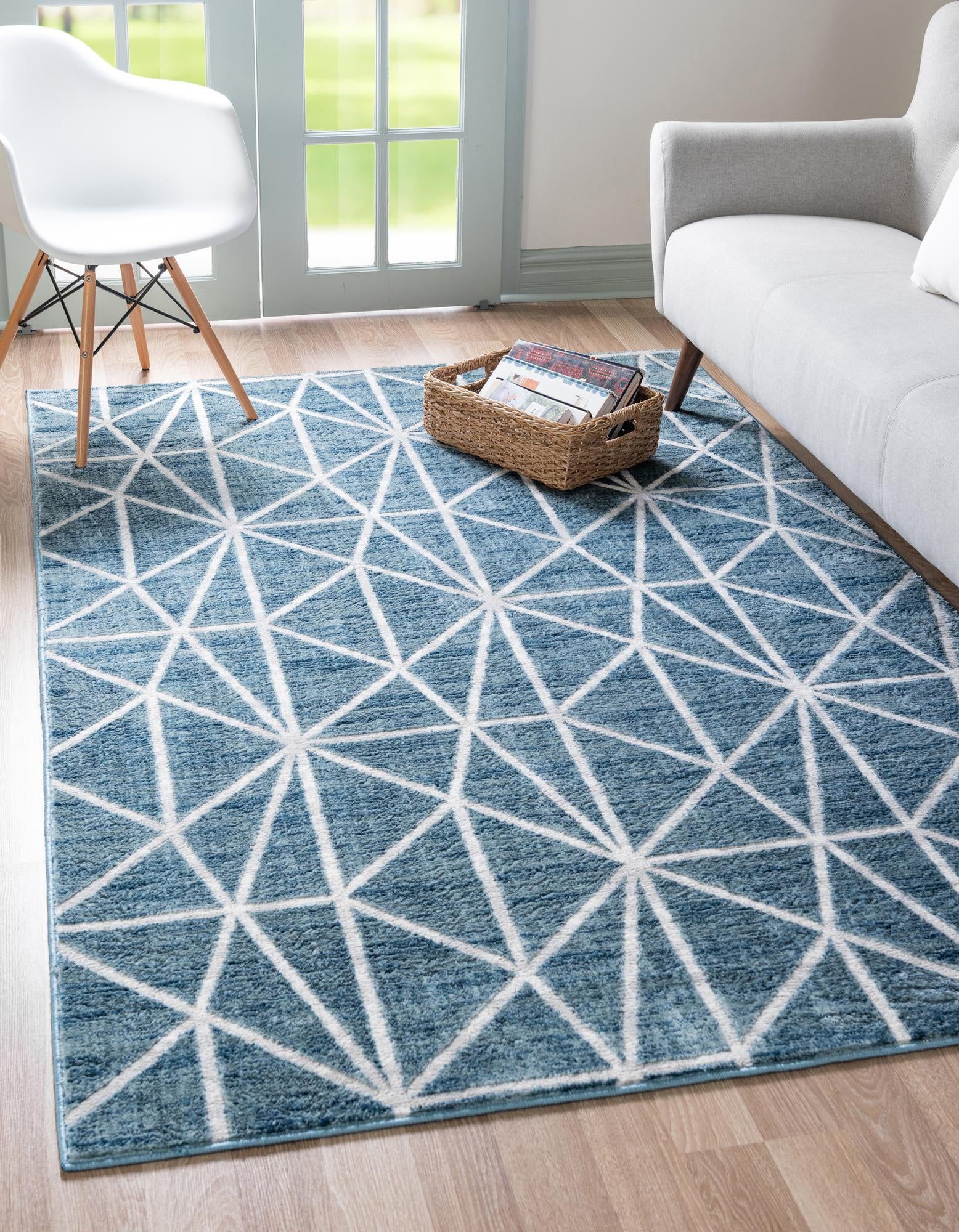 Rugs Lattice Trellis Collection Rug – 10' X 14' Blue Low Pile Rug  Perfect For Living Rooms, Large Dining Rooms, Open Floorplans – Walmart Pertaining To Lattice Indoor Rugs (View 5 of 15)