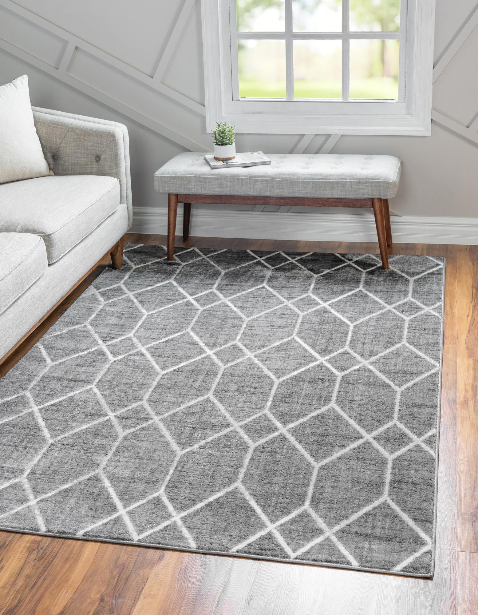 Rugs Lattice Trellis Collection Rug – 8' X 10' Gray Low Pile Rug  Perfect For Living Rooms, Large Dining Rooms, Open Floorplans – Walmart With Regard To Lattice Rugs (Photo 3 of 15)