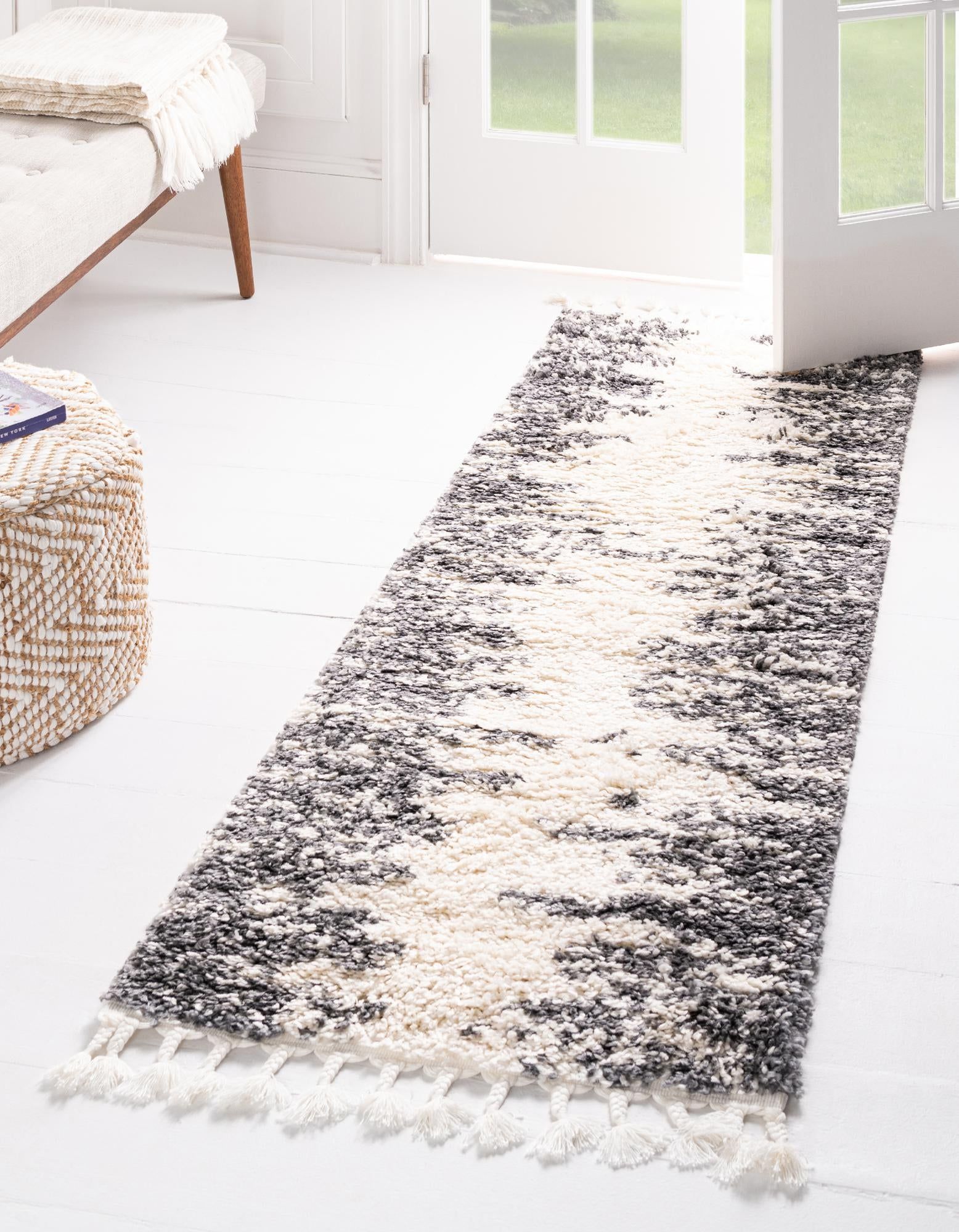 Rugs Serenity Shag Collection Rug – 6 Ft Runner White Shag Rug Perfect  For Hallways, Entryways – Walmart Inside White Serenity Rugs (View 2 of 15)
