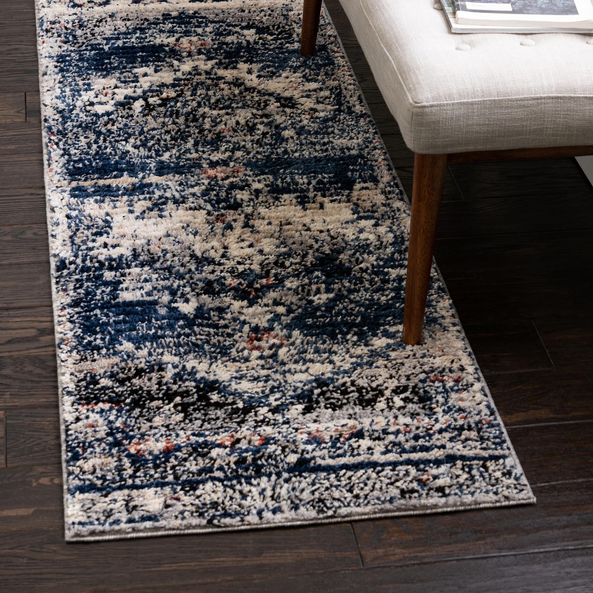 Rugs Tucson Collection Rug – 12 Ft Runner Blue Low Rug Perfect For  Hallways, Entryways – Walmart With Regard To Blue Tucson Rugs (View 3 of 15)