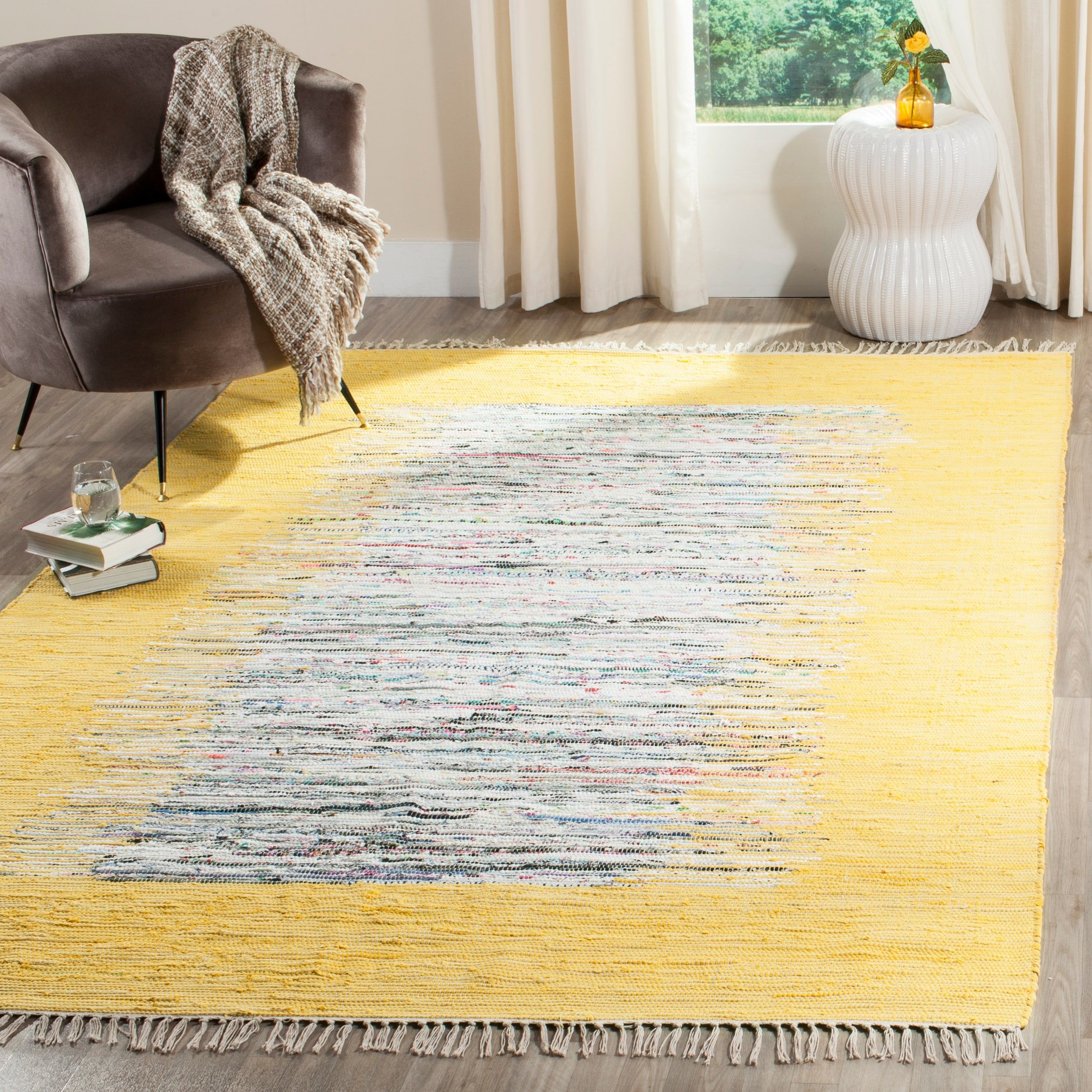 Safavieh 4 X 6 Ivory/Yellow Indoor Border Coastal Area Rug In The Rugs  Department At Lowes Throughout Yellow Ivory Rugs (View 5 of 15)