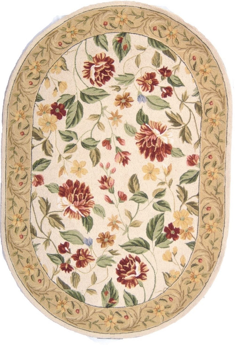Safavieh 5 X 7 Wool Ivory/Beige Oval Indoor Floral/Botanical Area Rug In  The Rugs Department At Lowes With Regard To Botanical Oval Rugs (Photo 1 of 15)