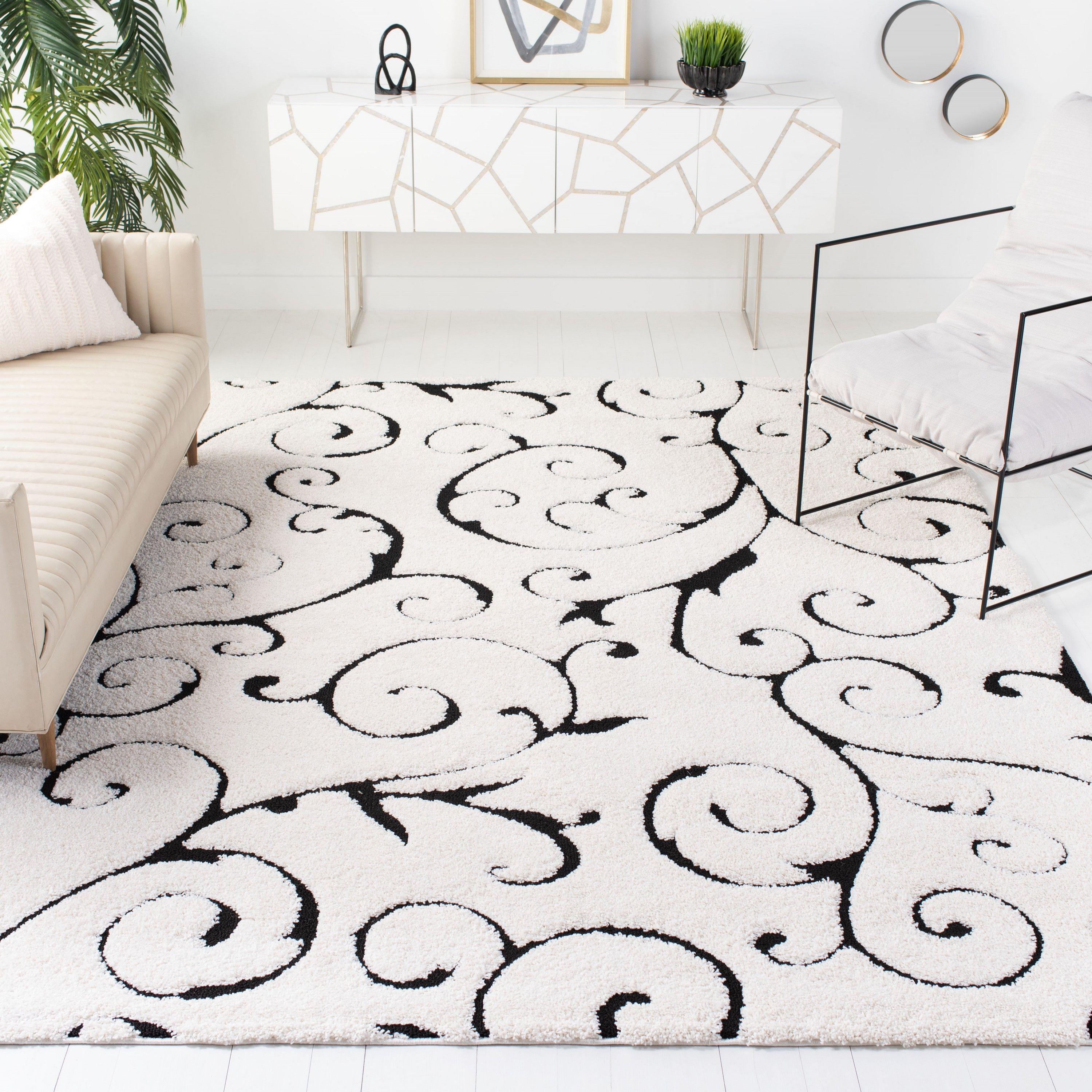 Safavieh 9 X 9 Frieze Ivory/Black Square Indoor Floral/Botanical Area Rug  In The Rugs Department At Lowes For Frieze Square Rugs (Photo 1 of 15)