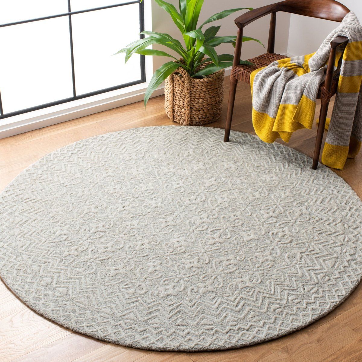 Safavieh Blossom Blm 114 Modern Wool Area Rugs | Rugs Direct Inside Blossom Oval Rugs (Photo 15 of 15)
