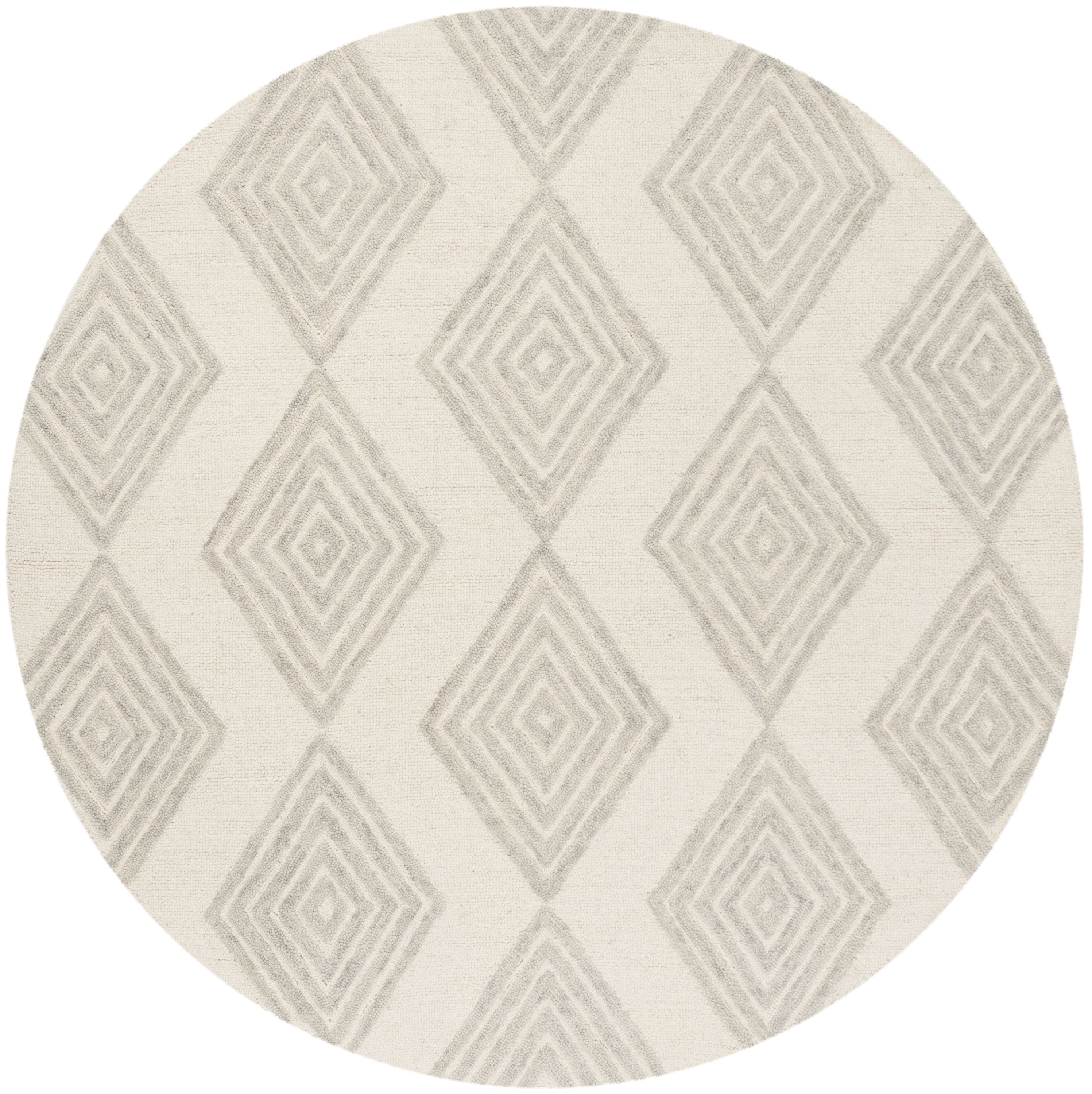 Safavieh Blossom Madora 6 X 6 Wool Ivory/Silver Round Indoor Abstract  Bohemian/Eclectic Area Rug In The Rugs Department At Lowes Inside Ivory Blossom Round Rugs (View 14 of 15)