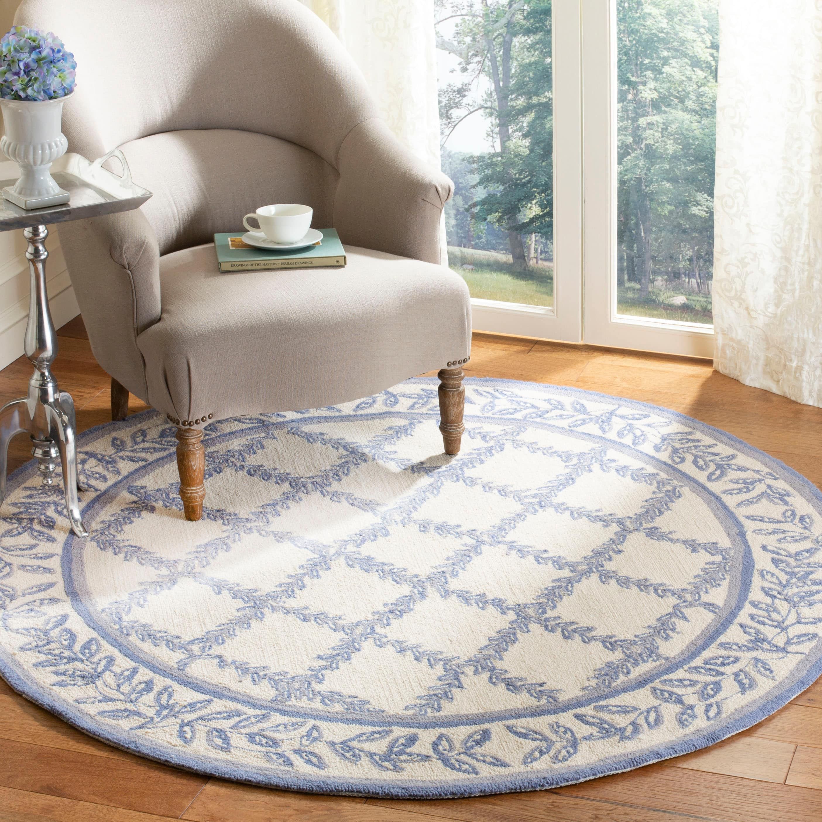 Safavieh Chelsea Lattice 8 X 10 Wool Ivory/Light Blue Oval Indoor  Floral/Botanical Tropical Area Rug In The Rugs Department At Lowes Inside Lattice Oval Rugs (View 6 of 15)