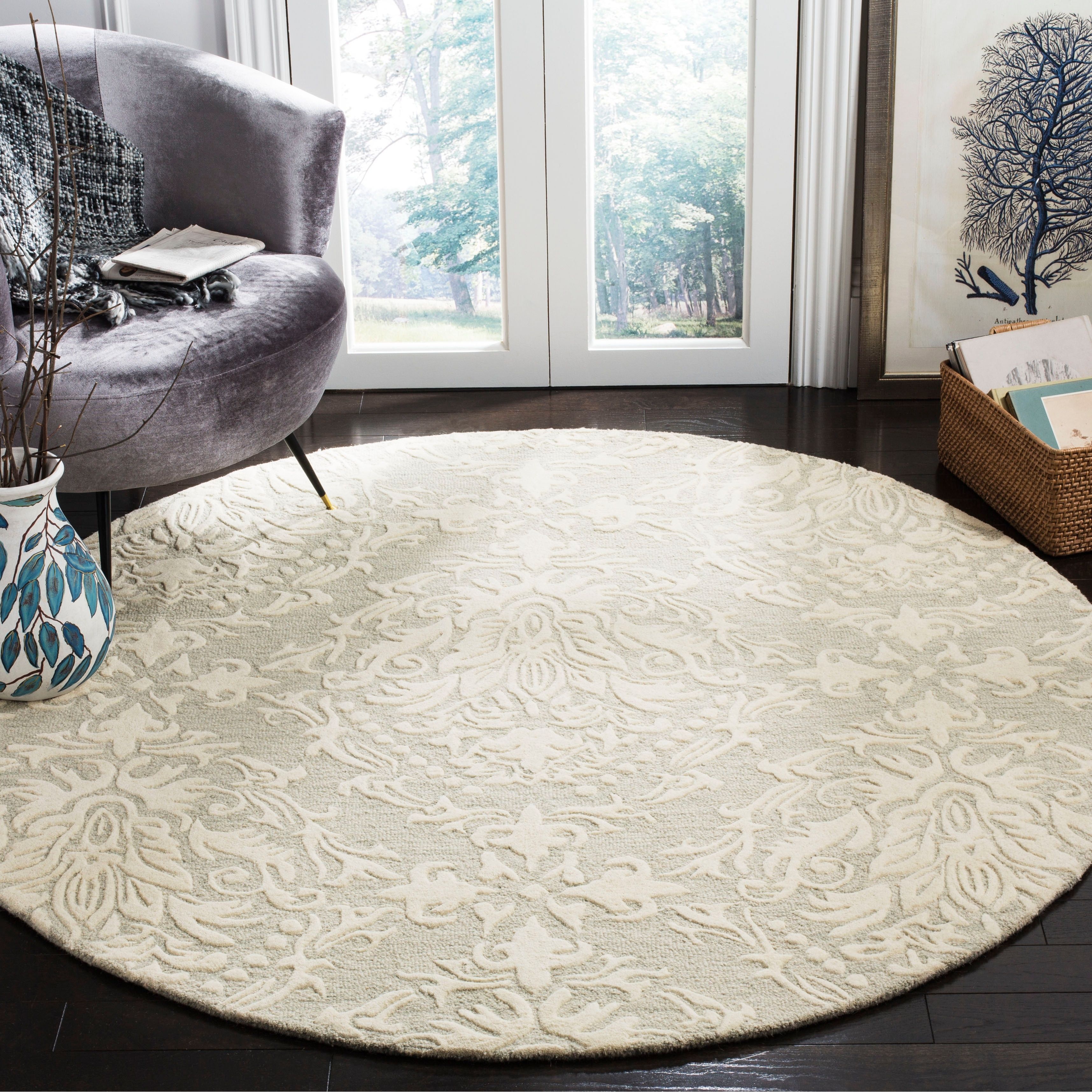 Safavieh Handmade Blossom Lollie Modern Floral Wool Rug – On Sale –  Overstock – 18778975 Within Blossom Oval Rugs (View 3 of 15)