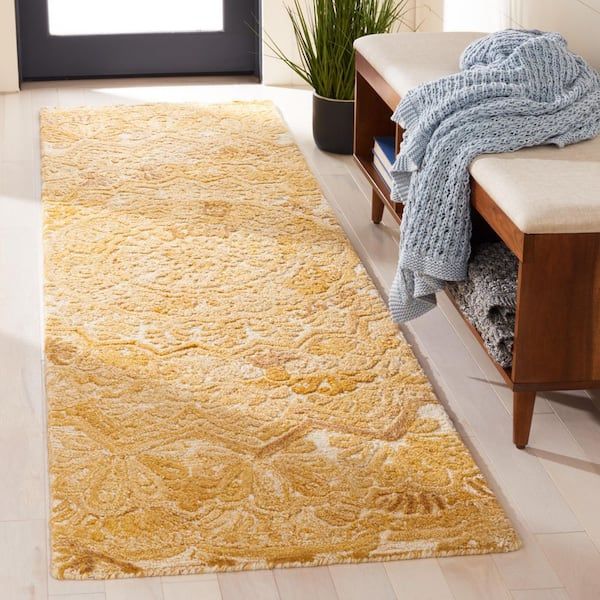 Safavieh Marquee Yellow/Ivory 2 Ft. X 8 Ft. Floral Oriental Runner Rug  Mrq110E 28 – The Home Depot Inside Yellow Ivory Rugs (Photo 14 of 15)