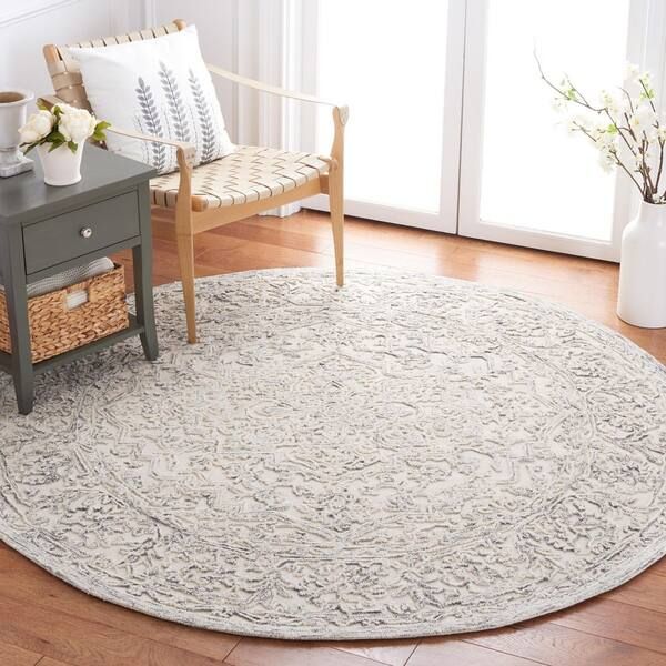 Safavieh Martha Stewart Ivory/Charcoal 6 Ft. X 6 Ft. Persian Border Round  Area Rug Msr3532H 6R – The Home Depot Inside Border Round Rugs (Photo 14 of 15)