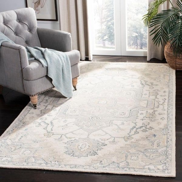 Safavieh Micro Loop Ivory/Beige 5 Ft. X 8 Ft. Border Area Rug Mlp503B 5 –  The Home Depot Throughout Ivory Beige Rugs (Photo 9 of 15)