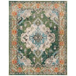 Safavieh Monaco Forest Green/Light Blue 5 Ft. X 8 Ft. Border Area Rug  Mnc243F 5 – The Home Depot With Green Rugs (Photo 15 of 15)
