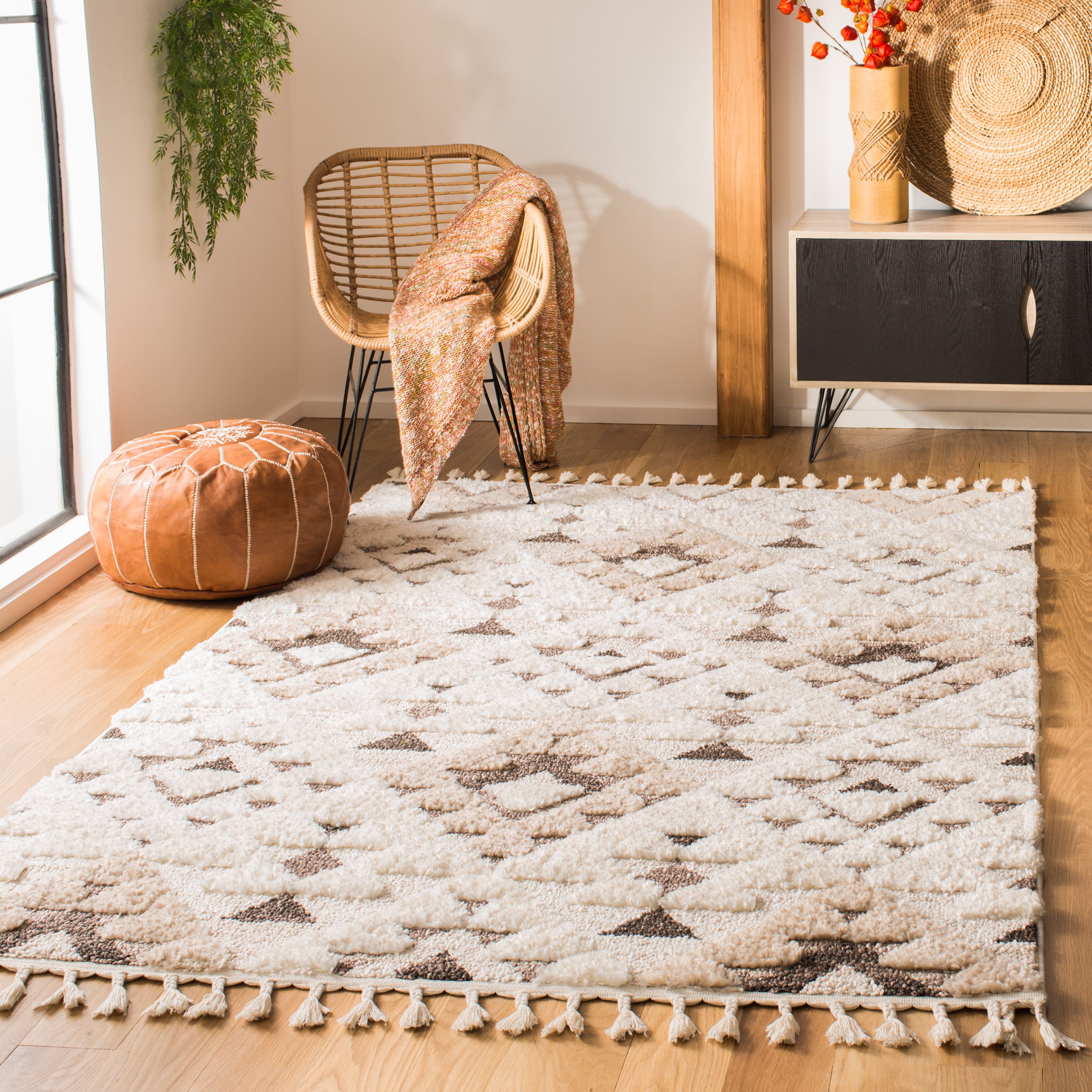Safavieh Moroccan Tassel Shag Mts688A Ivory /Brown Rug – Walmart Pertaining To Moroccan Shag Rugs (View 9 of 15)