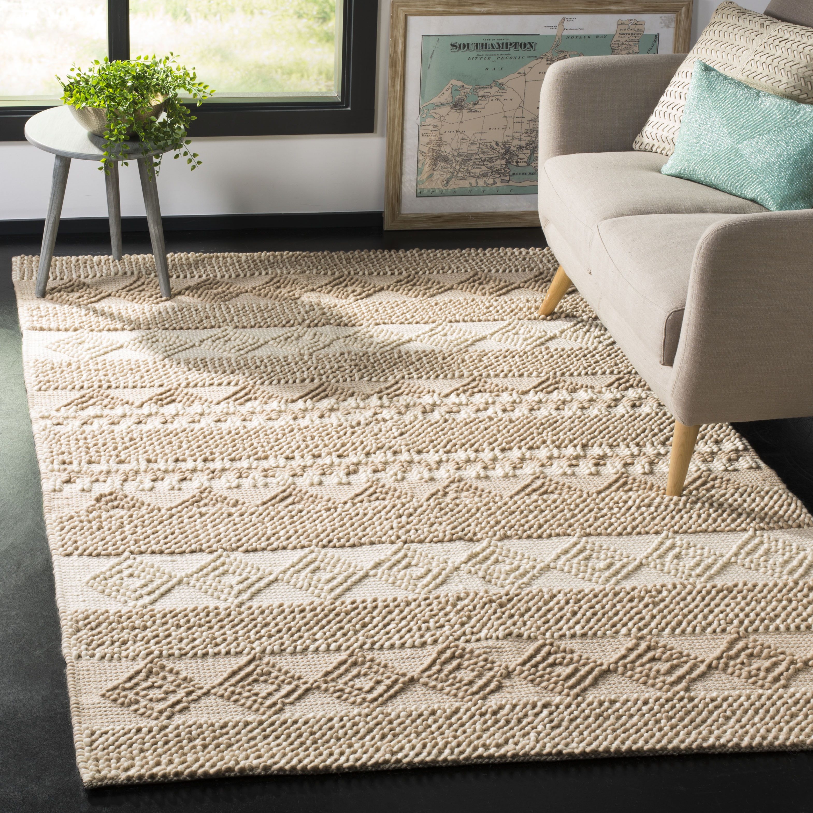 Safavieh Natura Carly Geometric Braided Wool Area Rug, Beige/Ivory, 9' X  12' – Walmart Intended For Beige Rugs (Photo 6 of 15)