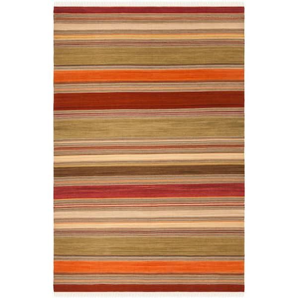 Safavieh Striped Kilim Green 6 Ft. X 9 Ft. Striped Area Rug Stk317A 6 – The  Home Depot Pertaining To Green Calypso Rugs (Photo 13 of 15)